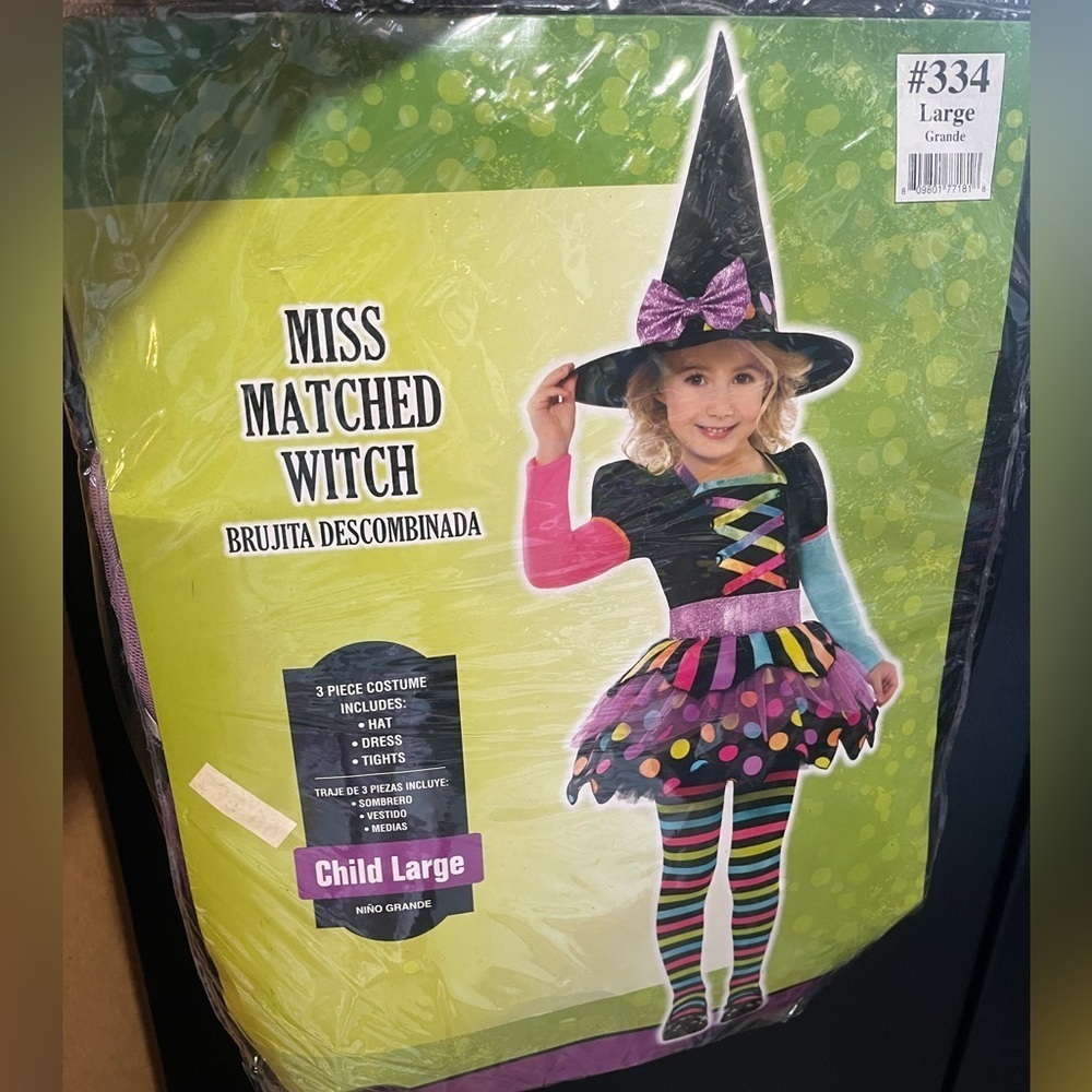 NEW Rainbow Witch dress dress up Costume kids Large (12/14)